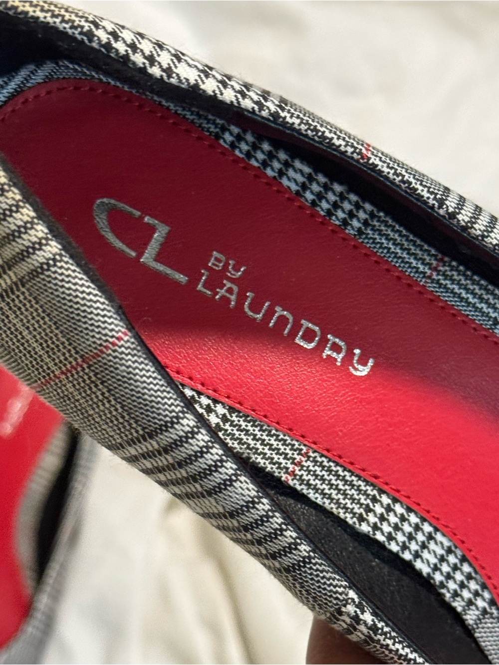 Cl By Laundry Hiromi Heels Red & Black Glen Plaid Pattern 10m New No Box View 2
